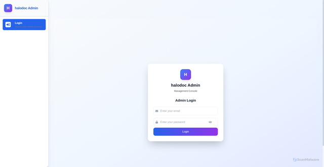 Security scan screenshot of https://halodoc-admin.pages.dev/