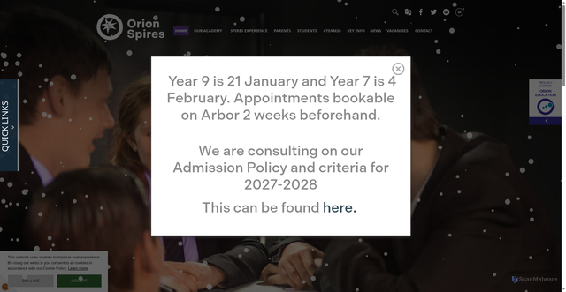 Security scan screenshot of https://www.orionspires.org.uk/