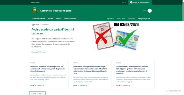 Security scan screenshot of https://www.comune.pescopennataro.is.it
