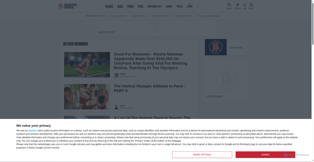 Security scan screenshot of https://www.barstoolsports.com/topics/alysha-newman