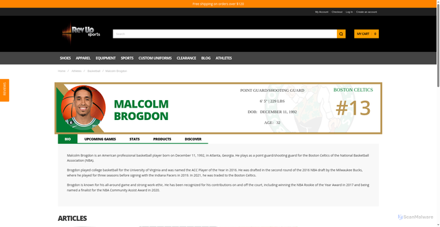 Security scan screenshot of https://revupsports.com/athletes/basketball/malcolm-brogdon/?srsltid=AfmBOoqNgDSBLOmH0oq3ONdPdpXplJG_sbWaBYhB2QIg6_PsaoGMtXoy