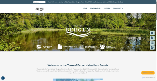 Security scan screenshot of https://townofbergenwi.gov/