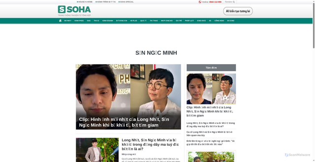 Security scan screenshot of https://soha.vn/son-ngoc-minh.html