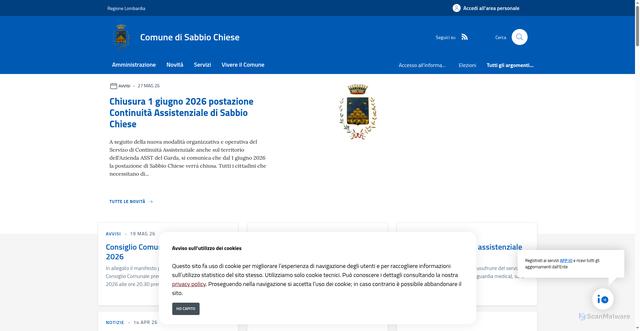 Security scan screenshot of https://www.comune.sabbio.bs.it