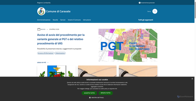 Security scan screenshot of https://www.comune.caravate.va.it