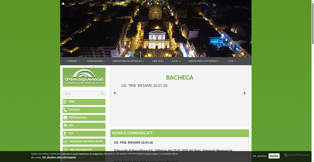 Security scan screenshot of https://www.ordineavvocatibarcellonapg.it/