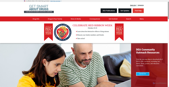 Security scan screenshot of https://getsmartaboutdrugs.gov/