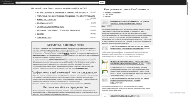 Security scan screenshot of https://findpatent.ru