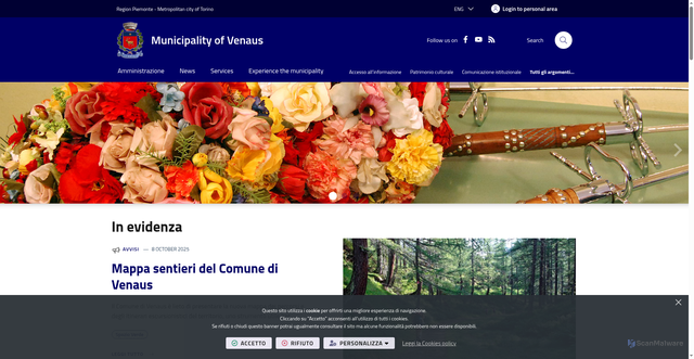 Security scan screenshot of https://www.comune.venaus.to.it/it-it/home