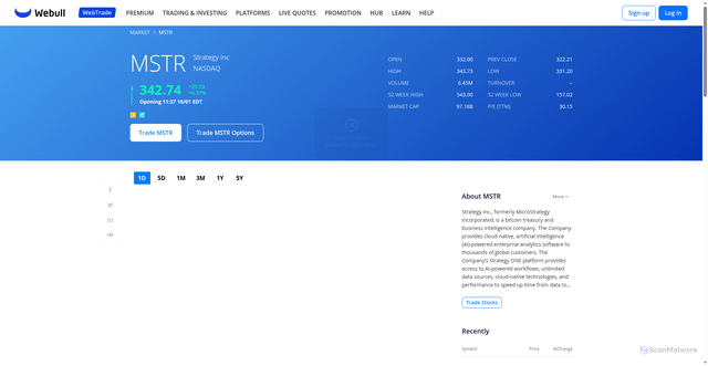 Security scan screenshot of https://www.webull.com/quote/nasdaq-mstr