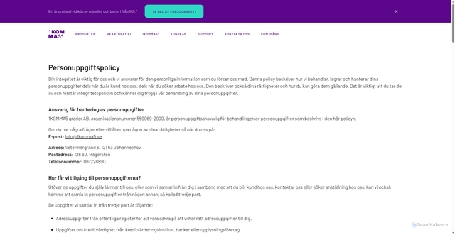 Security scan screenshot of https://1komma5.se/sv/gdpr