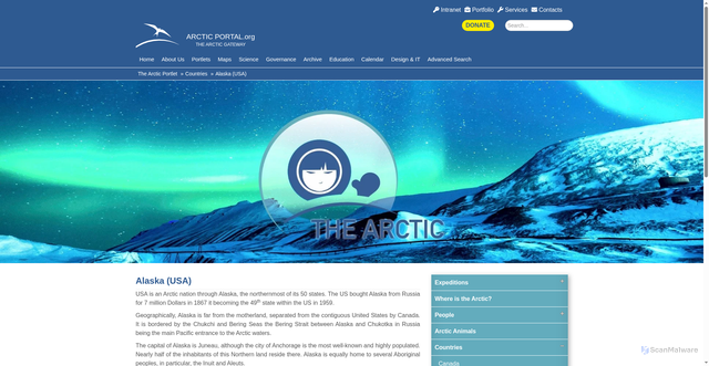 Security scan screenshot of https://arcticportal.org/the-arctic-portlet/countries/arctic-portlet-countries-alaska