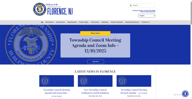 Security scan screenshot of http://www.florence-nj.gov/