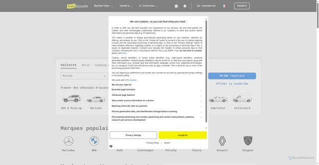 Security scan screenshot of https://www.autoscout24.fr