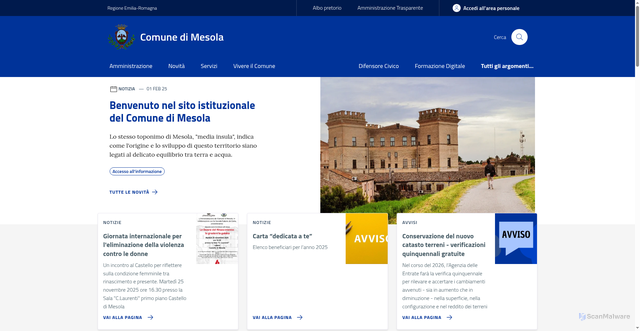 Security scan screenshot of https://www.comune.mesola.fe.it/