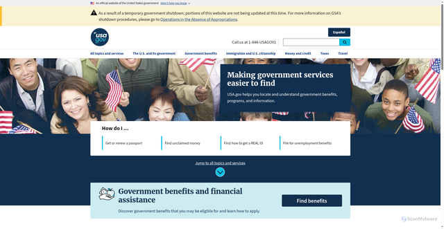 Security scan screenshot of https://www.usa.gov/