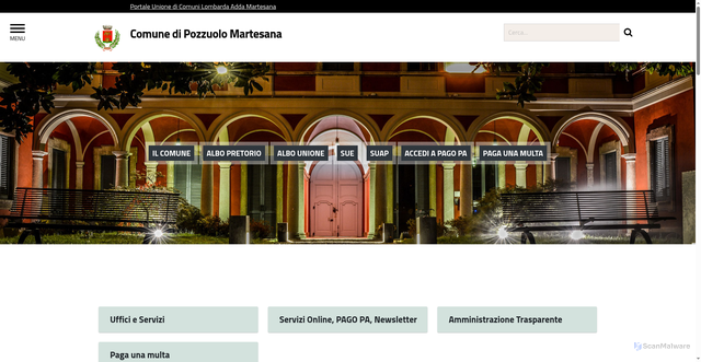 Security scan screenshot of https://www.comune.pozzuolomartesana.mi.it/