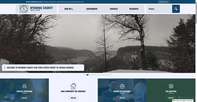 Security scan screenshot of http://www.wyomingcountyny.gov/