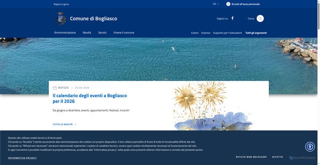 Security scan screenshot of https://comune.bogliasco.ge.it