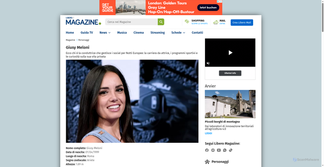 Security scan screenshot of https://www.libero.it/magazine/personaggi/giusy-meloni-127074