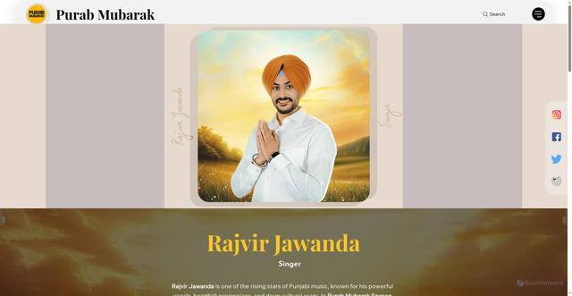 Security scan screenshot of https://www.purabmubarak.com/artist/rajvir-jawanda