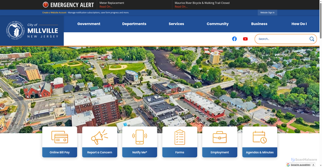 Security scan screenshot of https://millvillenj.gov/