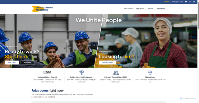 Security scan screenshot of https://www.unitedwestaff.com/en