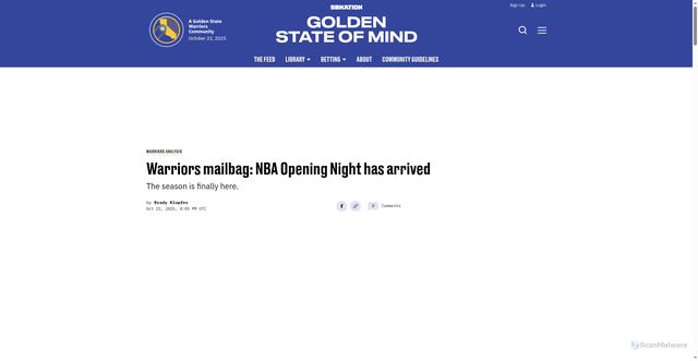 Security scan screenshot of https://www.goldenstateofmind.com/warriors-analysis/103965/warriors-mailbag-opening-night-lakers-questions-steph-curry