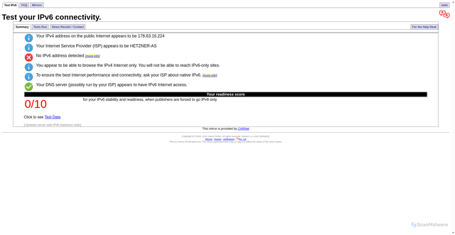 Security scan screenshot of https://test-ipv6.carnet.hr