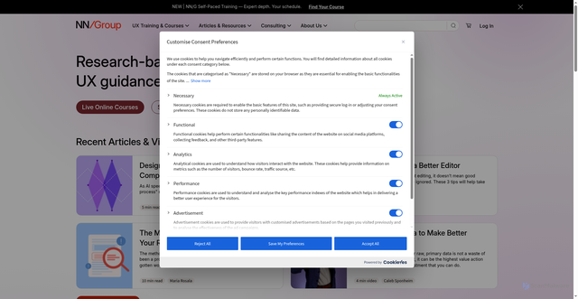 Security scan screenshot of https://www.nngroup.com