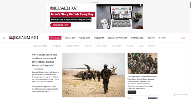 Security scan screenshot of https://www.jpost.com/