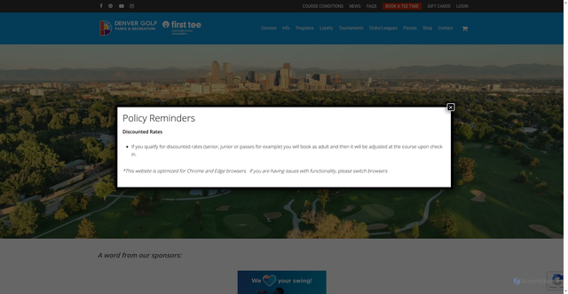 Security scan screenshot of https://www.cityofdenvergolf.com/