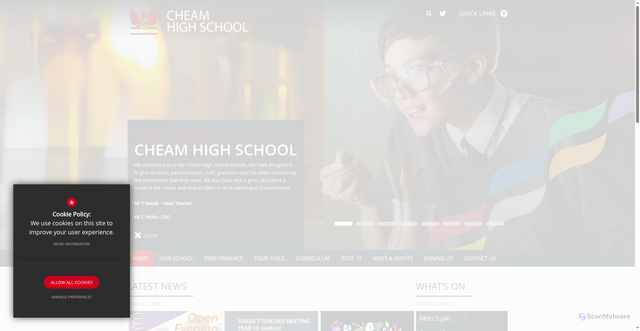 Security scan screenshot of https://www.cheam.sutton.sch.uk/