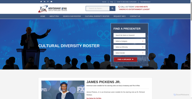 Security scan screenshot of https://www.pdaspeakers.com/speakers/james-pickens-jr/