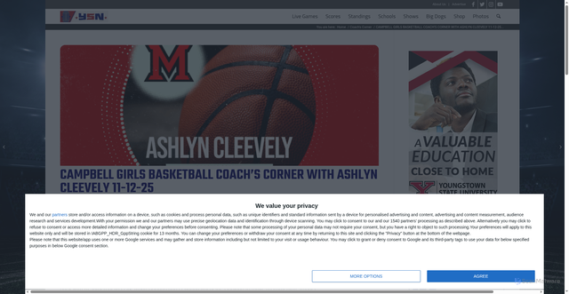 Security scan screenshot of https://ysnlive.com/campbell-girls-basketball-coachs-corner-with-ashlyn-cleevely-11-12-25/