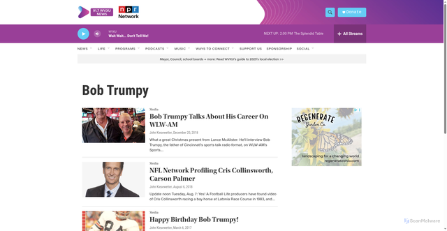 Security scan screenshot of https://www.wvxu.org/tags/bob-trumpy