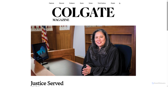Security scan screenshot of https://news.colgate.edu/magazine/2022/02/04/justice-served/