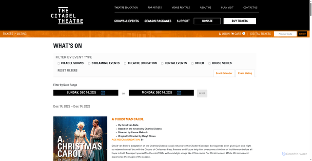 Security scan screenshot of http://secure.citadeltheatre.com/