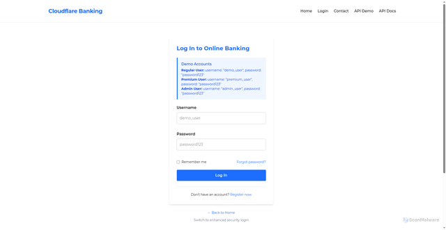 Security scan screenshot of https://banking.justalittlebyte.ovh/login