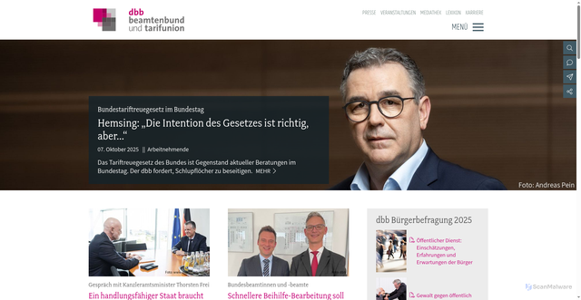 Security scan screenshot of https://www.dbb.de/