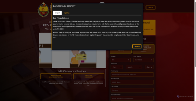 Security scan screenshot of https://clearance.nbi.gov.ph