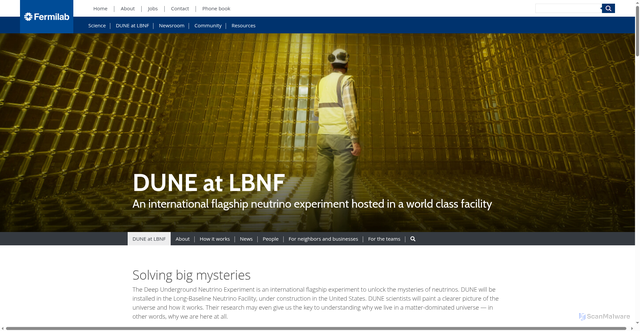 Security scan screenshot of https://lbnf-dune.fnal.gov/