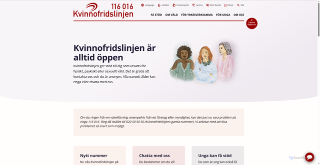 Security scan screenshot of https://kvinnofridslinjen.se/