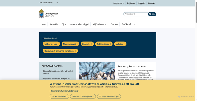 Security scan screenshot of https://www.lansstyrelsen.se/varmland