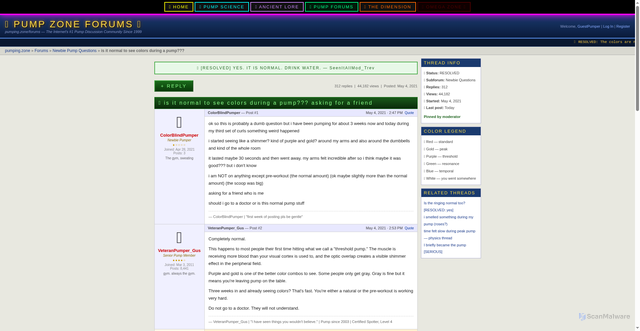 Security scan screenshot of https://pumping.zone/forum/thread_seeing_colors