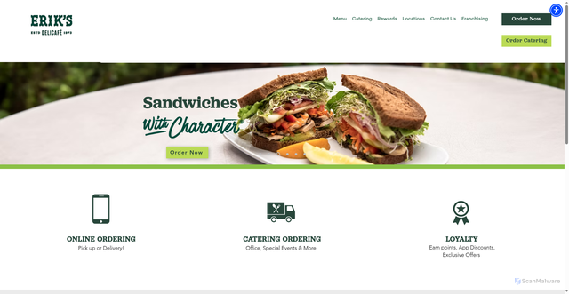Security scan screenshot of https://www.eriksdelicafe.com/