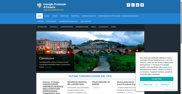 Security scan screenshot of https://www.cdlcosenza.it/