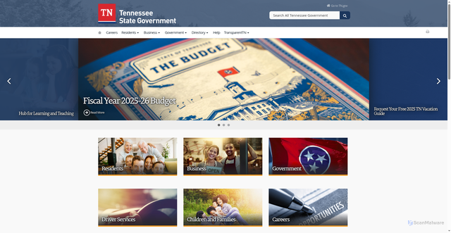 Security scan screenshot of http://tennessee.gov/