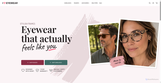 Security scan screenshot of https://www.ihearteyewear.com