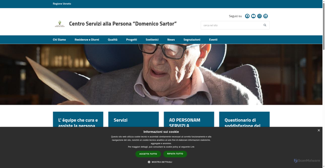 Security scan screenshot of https://www.centroanzianisartor.it
